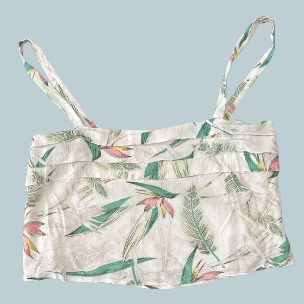 Z Supply Tropical Bird of Paradise Print Crop Cami Tank Top Medium